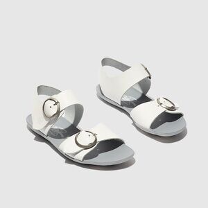 Fly London Masa Off-White Soft Leather Sandal Buckle Comfortable Support Boho